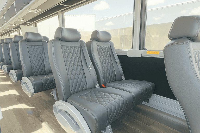 interior of Hanford Coach Bus Service charter bus