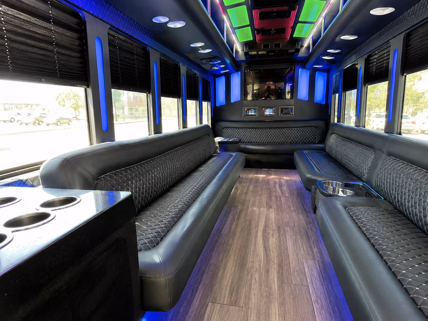 hanford 15 passenger party bus inside