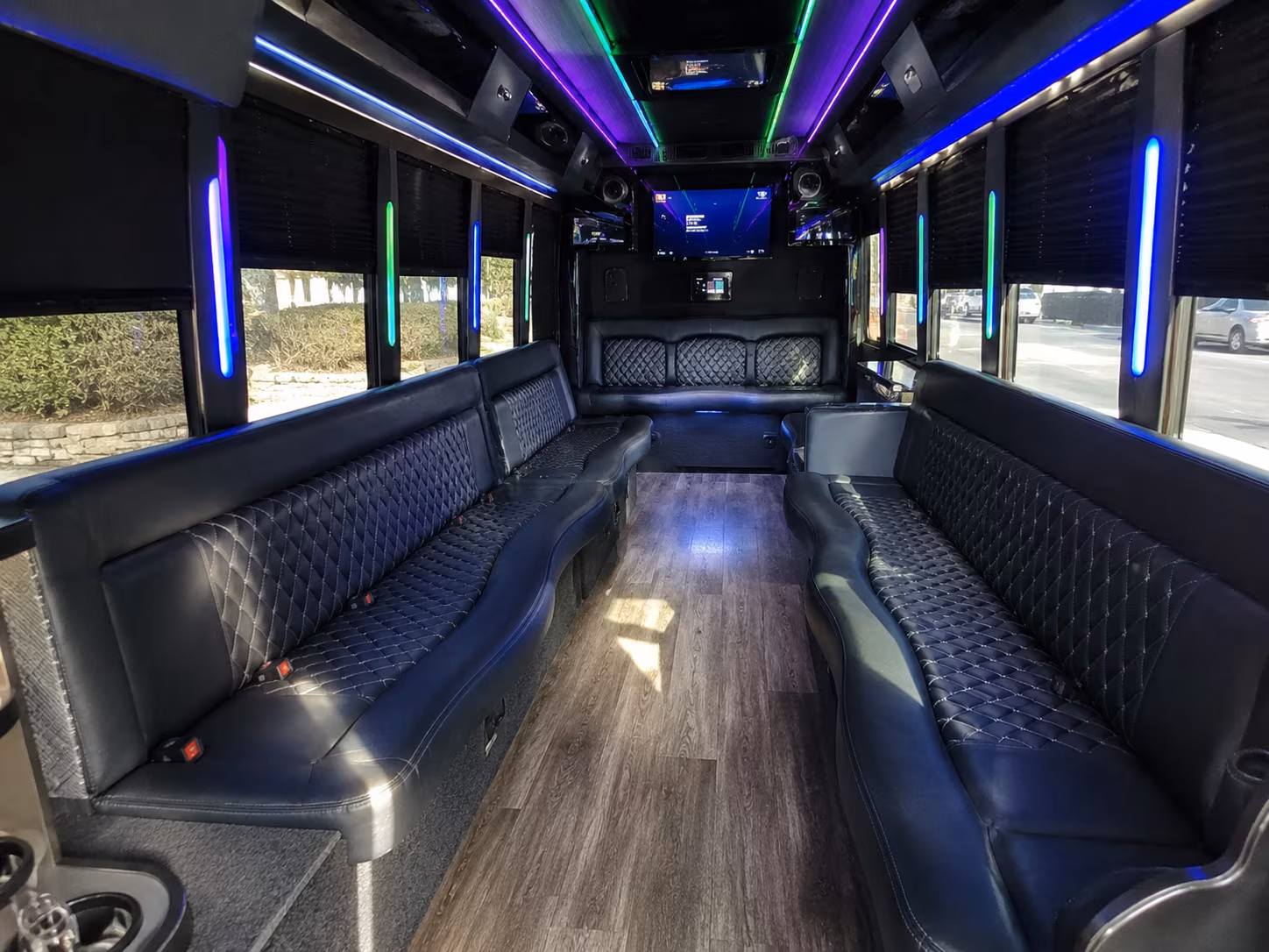 hanford 15 passenger party bus interior