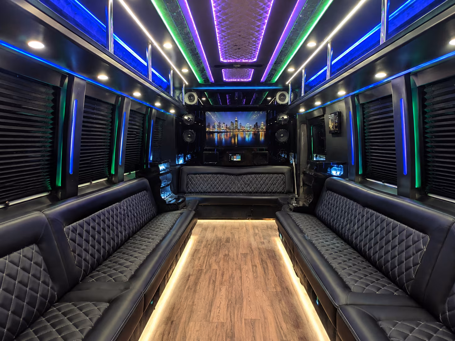 hanford 25 passenger party bus interior