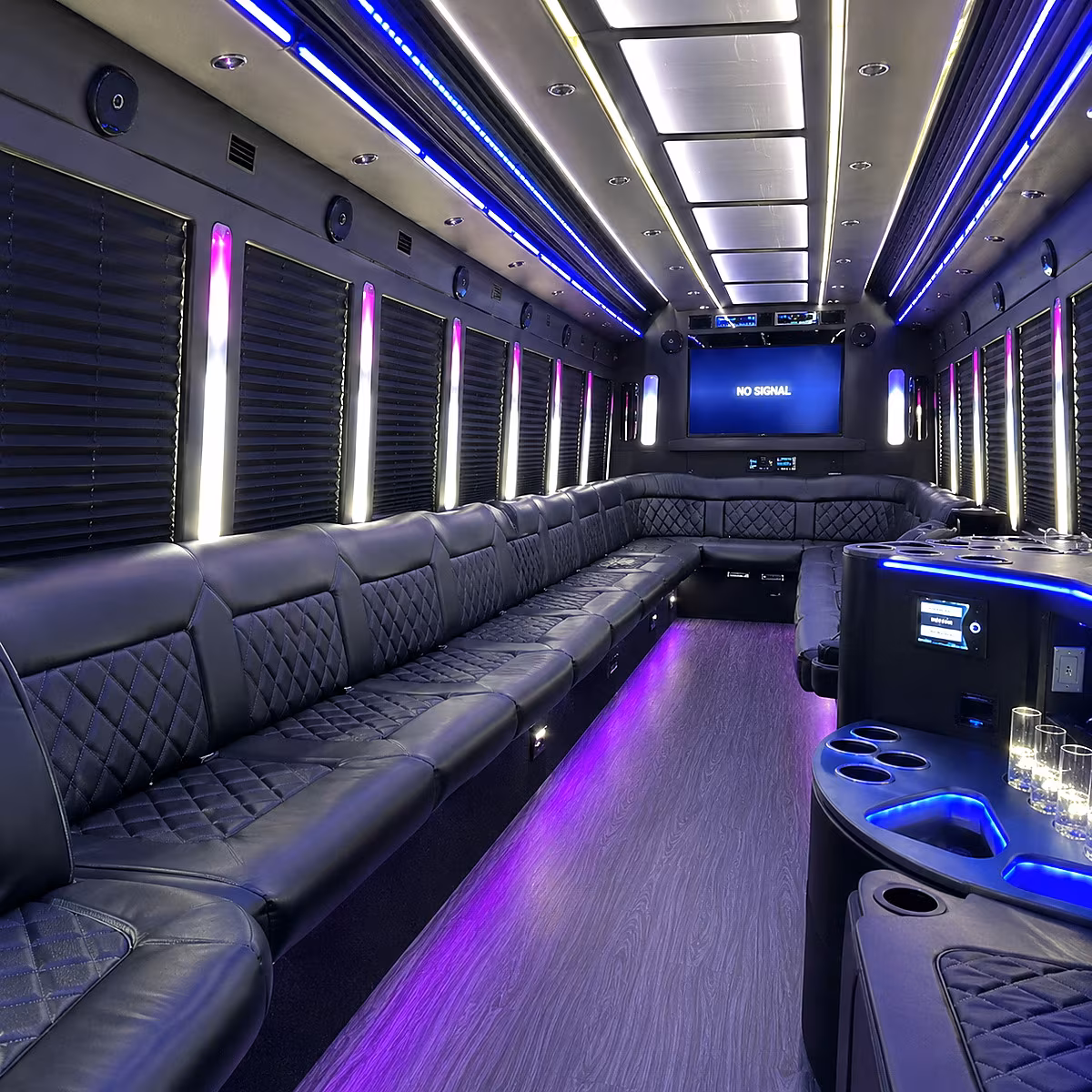 hanford 30 passenger party bus inside