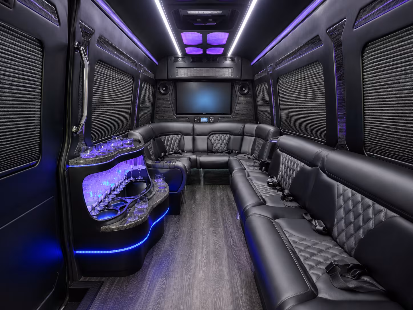 hanford 30 passenger party bus interior