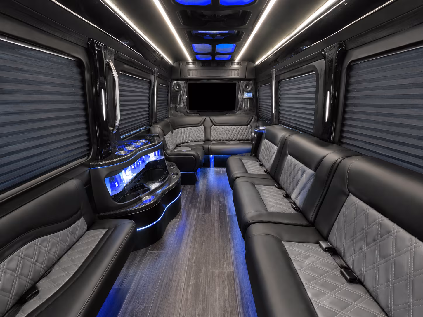 hanford 40 passenger party bus inside