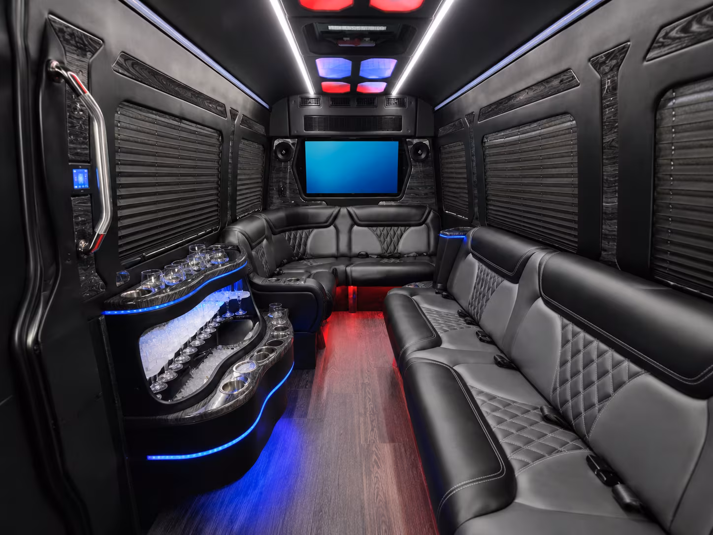 hanford 50 passenger party bus interior